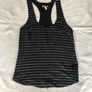 Black & Silver Striped Tank Top Silk XS